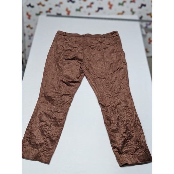 Anthropologie The Essential Slim Brown Textured Straight Leg Pants Womens 14 - Picture 10 of 11